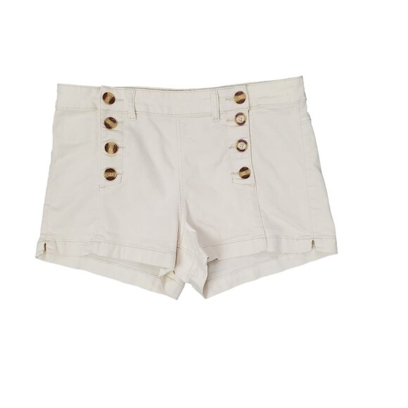 ALTAR'D STATE Womens Denim Shorts SZ 30 Cream Crackerjack Tortuous Shell Buttons - Picture 1 of 10